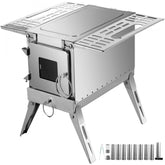 Tent Wood Stove,Outdoor Camping Wood Burning Stove Stainless Steel With Folding Pipe,Portable Wood Stove 90.6'' Height Wood Tent Stove For Camping, Tent Heating, Hunting, Outdoor Cooking